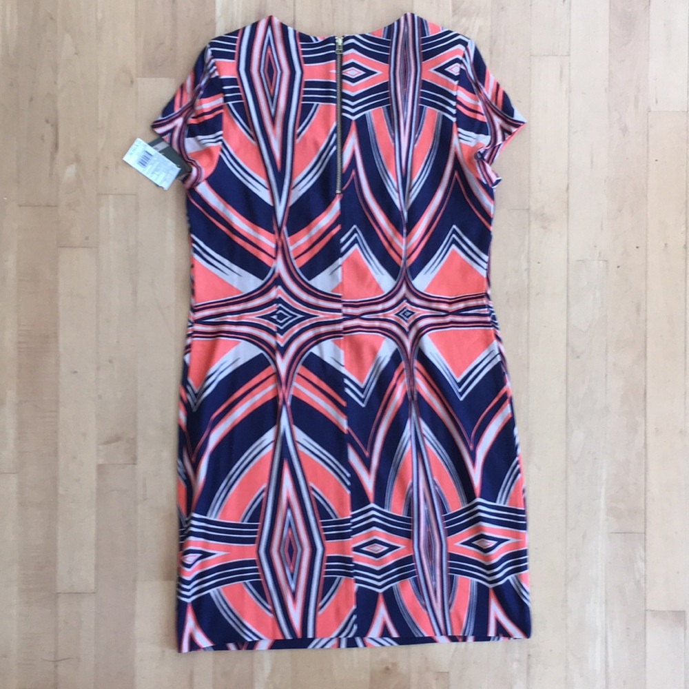 NEW Taylor coral navy jersey knit Art Deco sz 12 - Picture 10 of 11